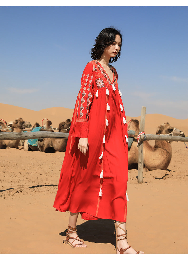 Vintage Ethnic Summer Beach Fairy Long Dresses