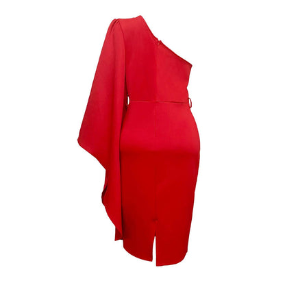 One Shoulder High Waist Plus Sizes Sexy Women Dresses-STYLEGOING