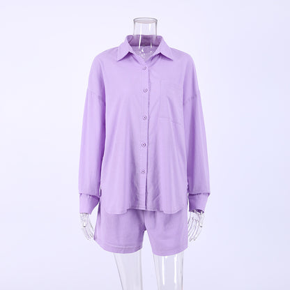 Casual Two Pieces Shirts and Shorts Summer Women Suits