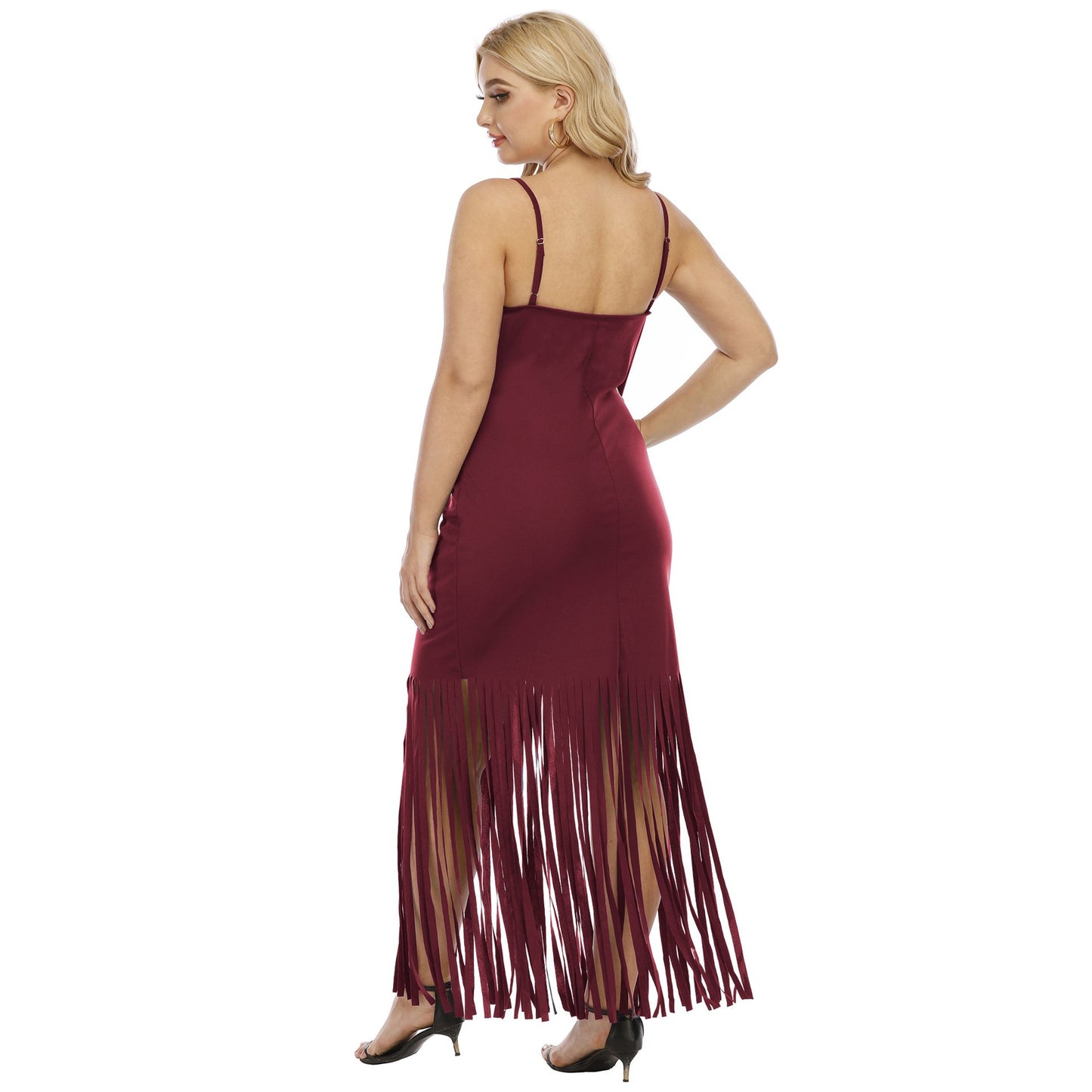 Women Tassel Sheath Sexy Plus Size Dresses-STYLEGOING