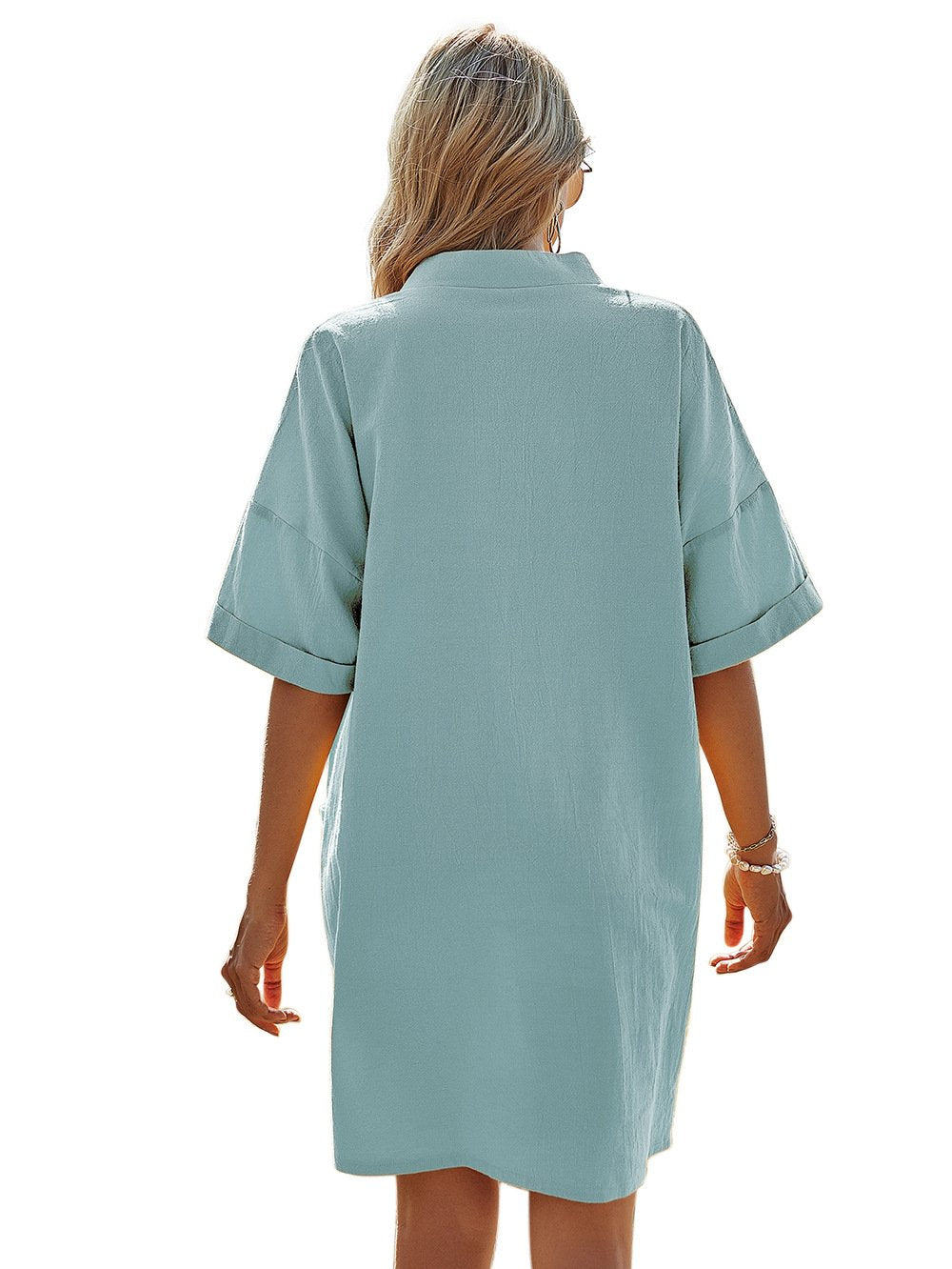 Casaul Short Sleeves Pocket Short Sleeves Dresses-STYLEGOING