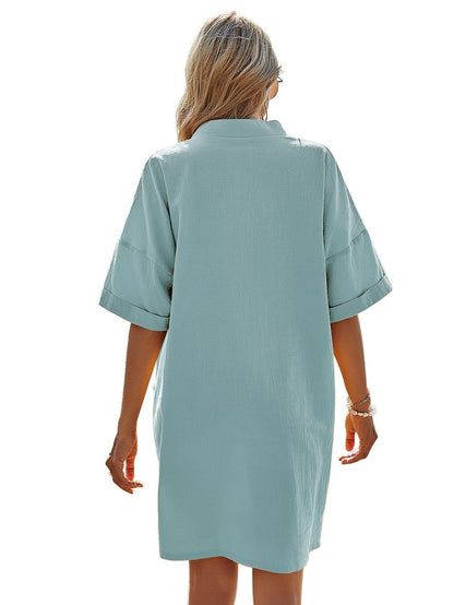 Casaul Short Sleeves Pocket Short Sleeves Dresses-STYLEGOING