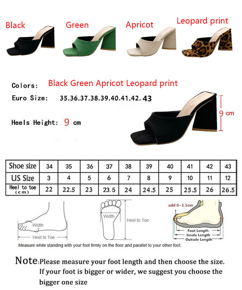 Women Chunky Heels Plus Sizes Slippers