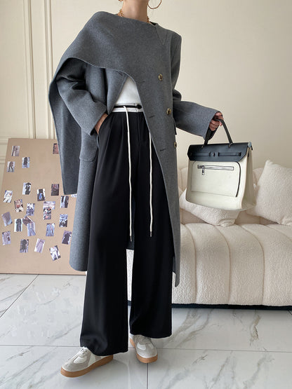 Winter Warm Designed Luxury Long Woolen Outerwear for Women