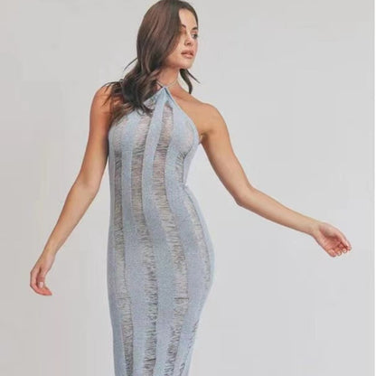 Sexy Backless See Through Knitted Dresses