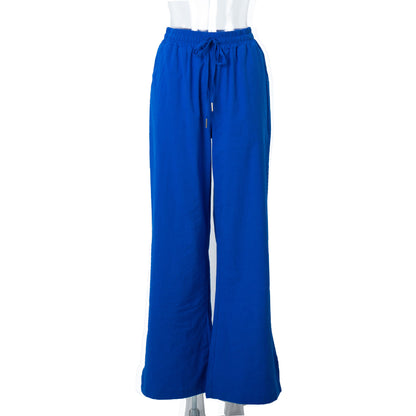 Casual Long Sleeves Shirts and Wide Legs Pants Suits