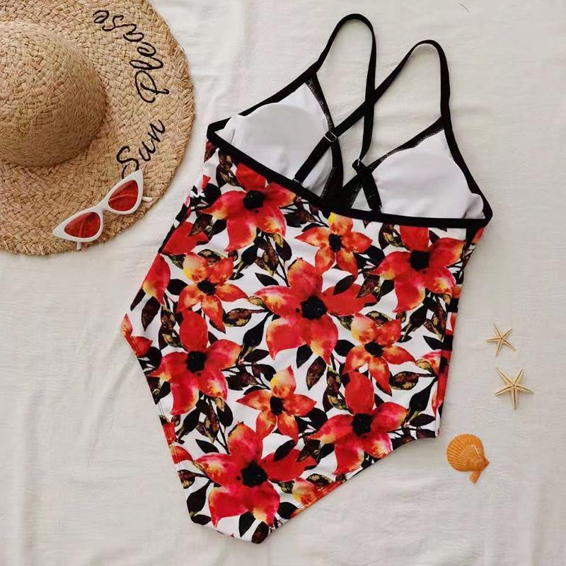 Floral Print Plus Sizes Conserved Swiming Suits-STYLEGOING