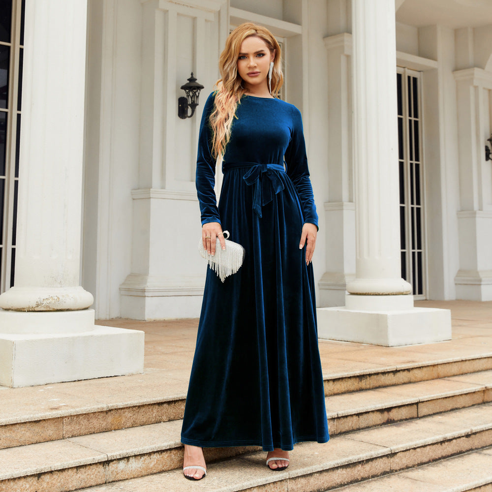 Elegant Velvet Long Sleeves Dresses