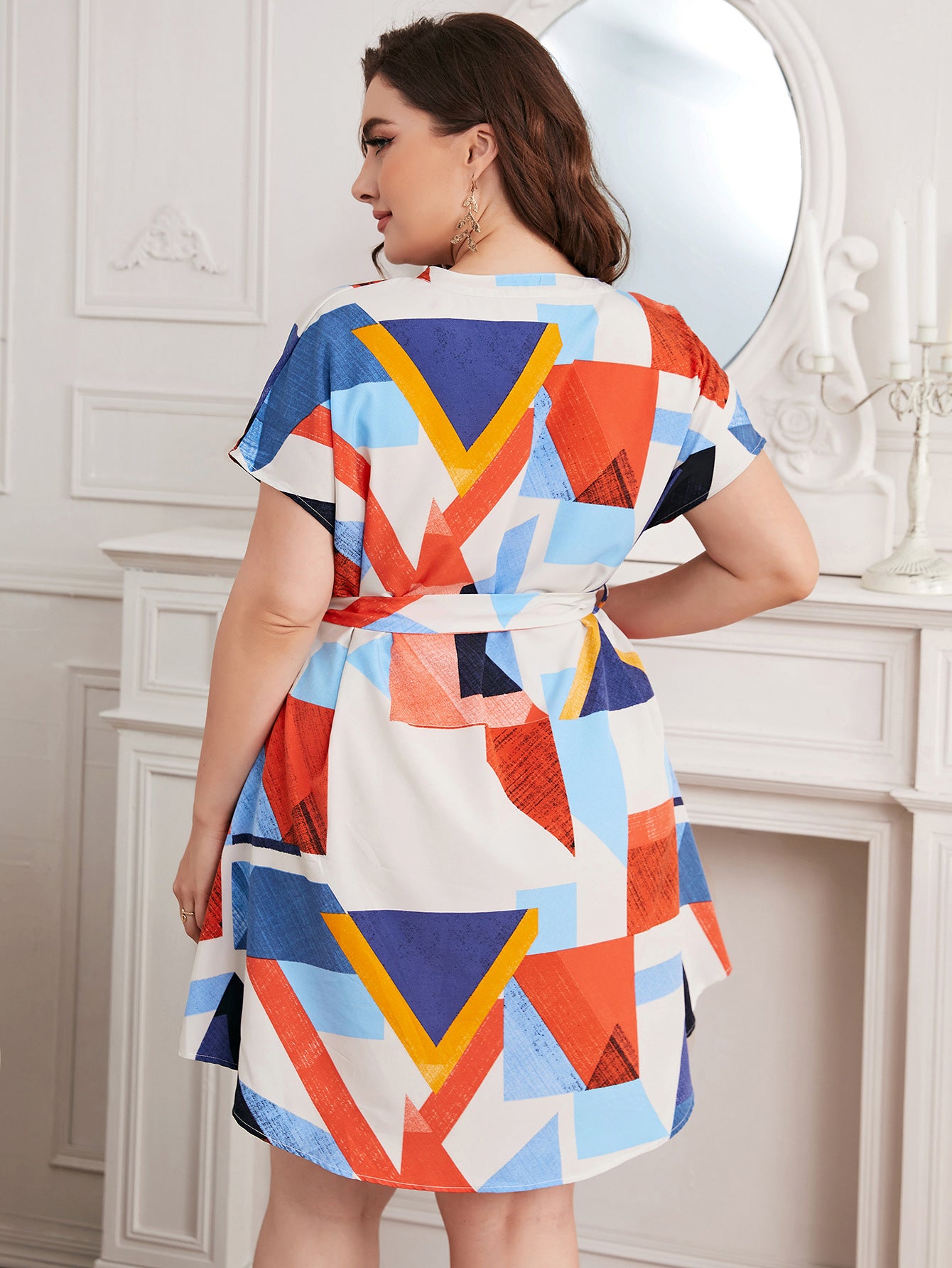 Summer Geometry Designed Plus Sizes Women Dresses