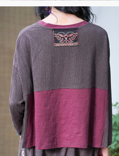 Vintage Urban Linen Embroidery T Shirts & Pants for Women