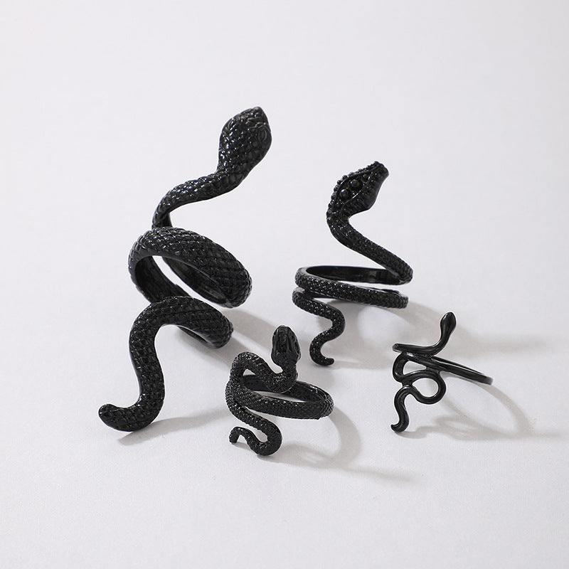 Vintage Cool Snake Shape Rings for Women 4pcs/set