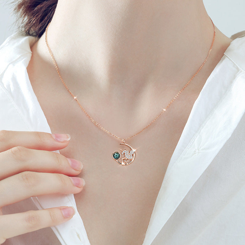 Unicorn Design Coloured Glaze Sterling Sliver Necklaces