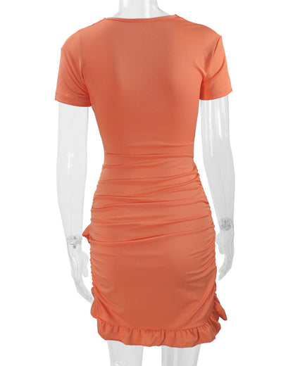 Sexy Deep V Neck Ruffled Bodycon Dresses