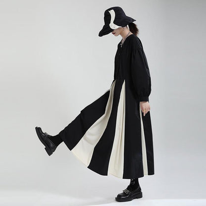 Women Black&white Fall Long Cozy Dresses
