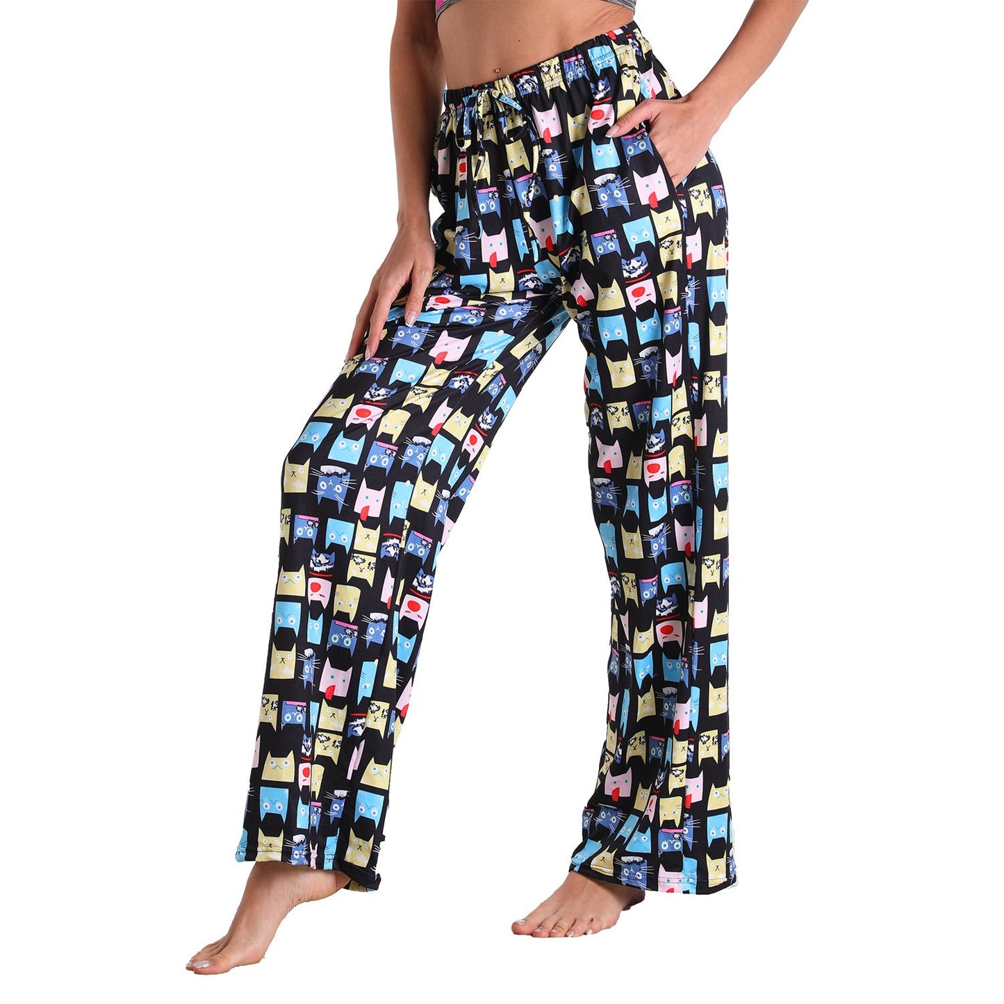 Leisure Women Comfortable Pants with Pocket