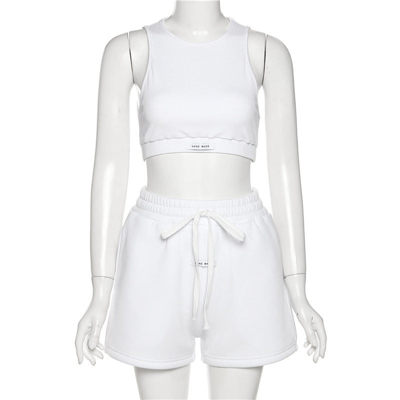 Summer Casual Sleeveless Shorts and Midriff Baring Tops