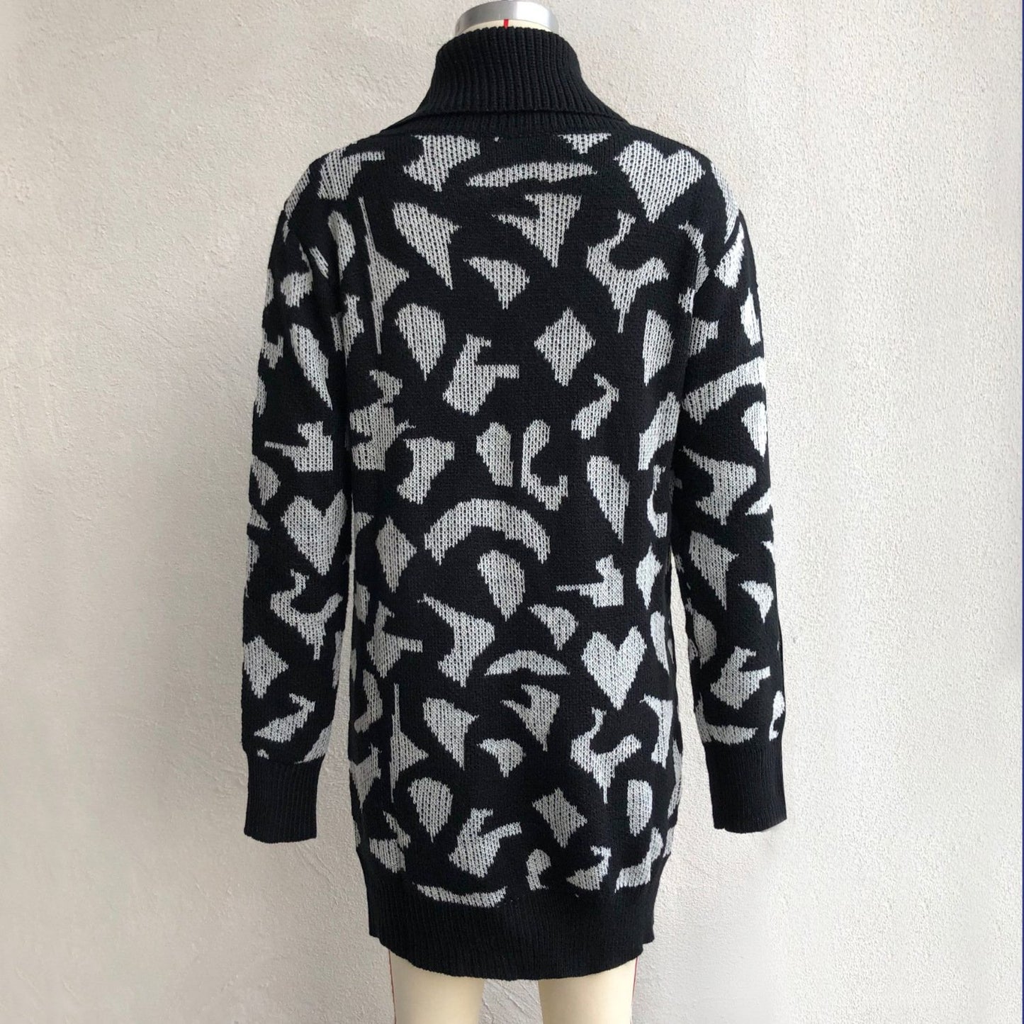 Leopard Turtleneck Knitting Sweater Dresses for Women