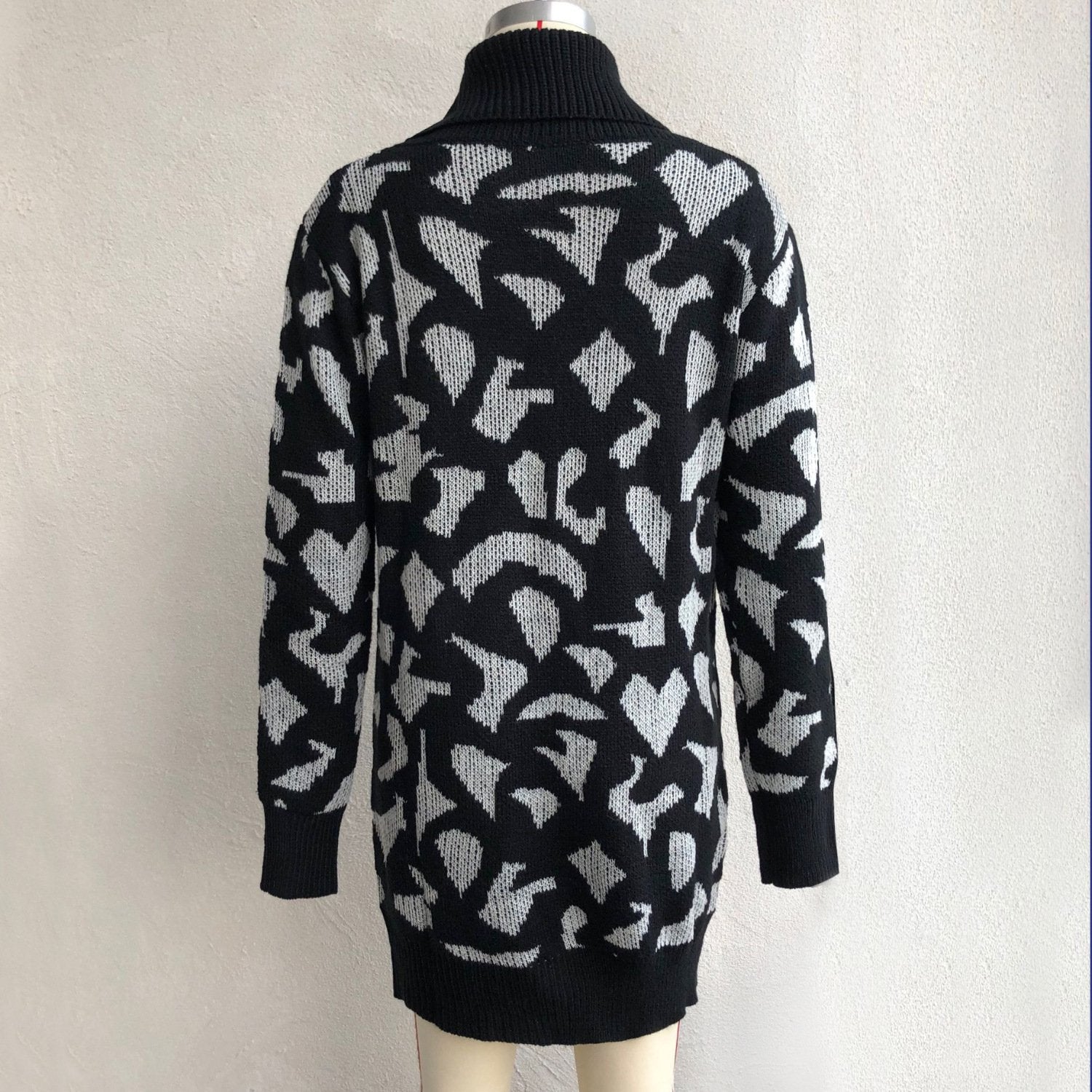 Leopard Turtleneck Knitting Sweater Dresses for Women