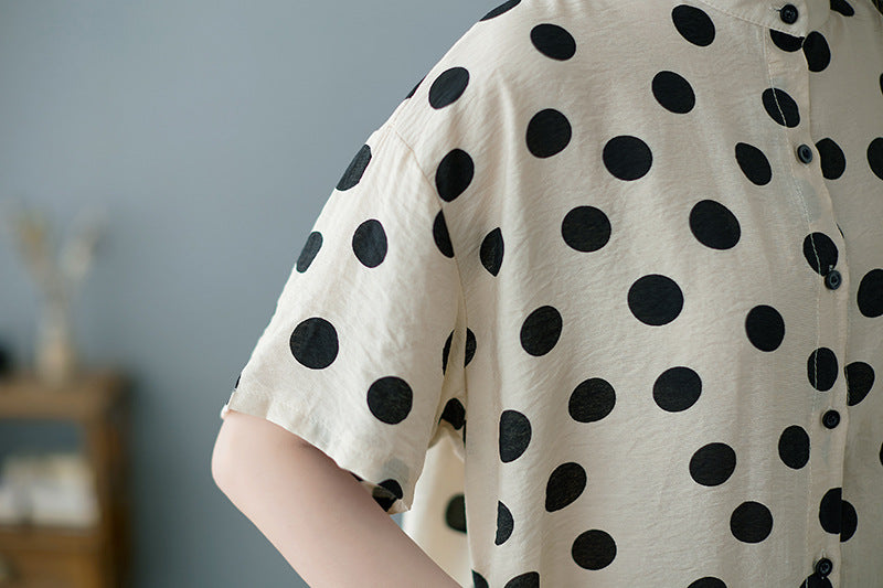 Summer Apricot Dot Women Shirts