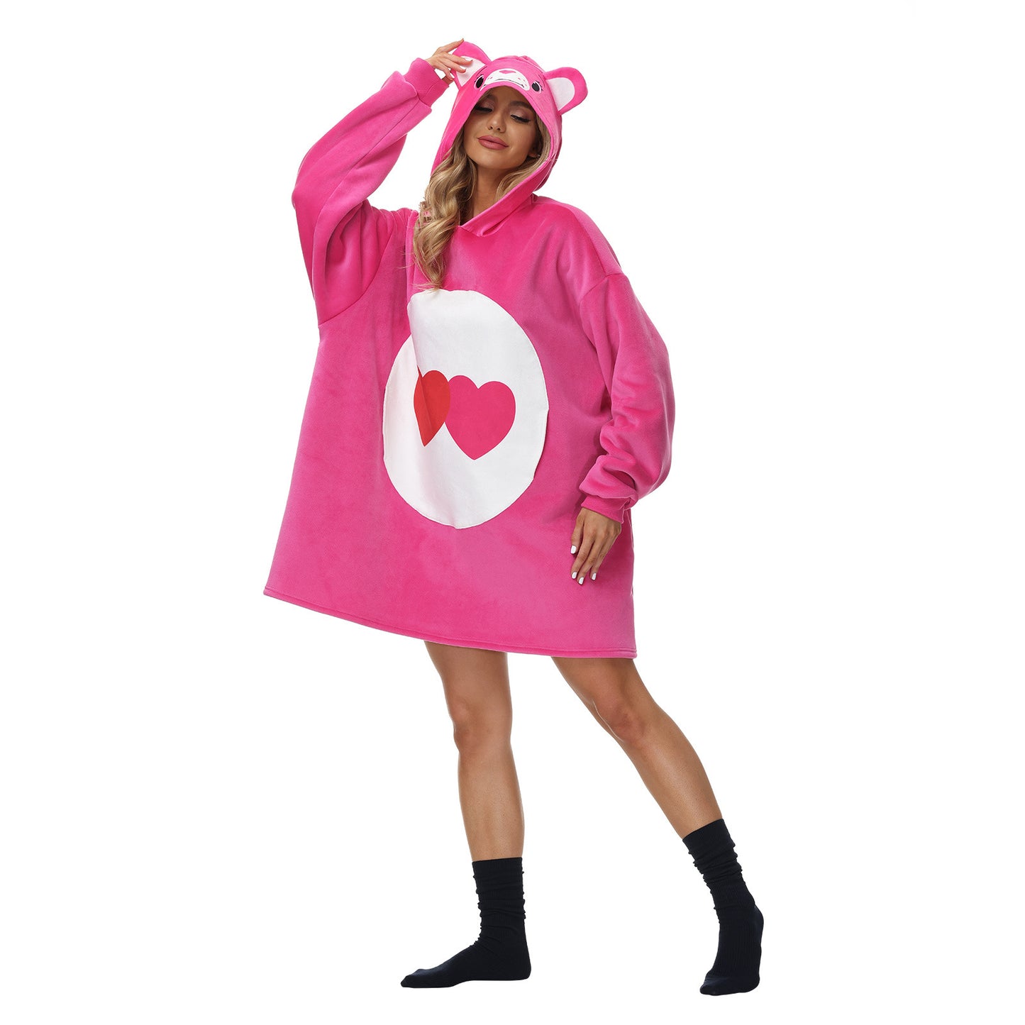 Rainbow Print Winter Warm Hoodies Wearable Sleepwear Blanket