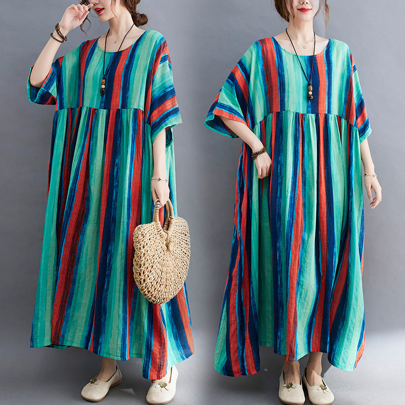 Summer Striped Women Long Cozy Dresses