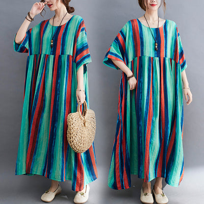 Summer Striped Women Long Cozy Dresses