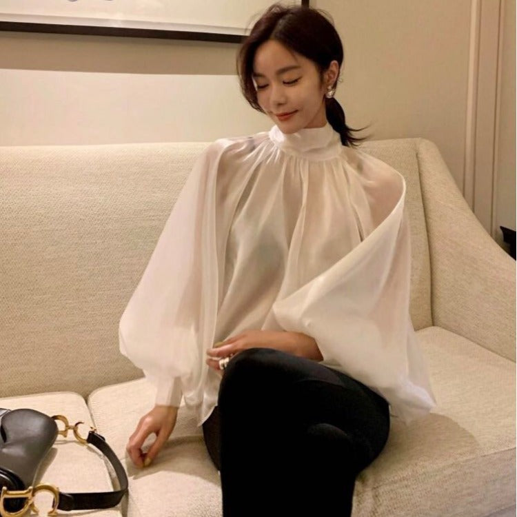 Elegant High Neck Designed Women Top Shirts