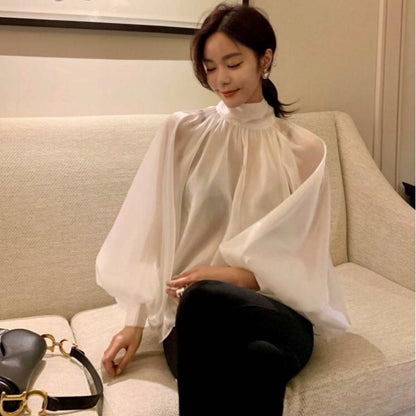 Elegant High Neck Designed Women Top Shirts