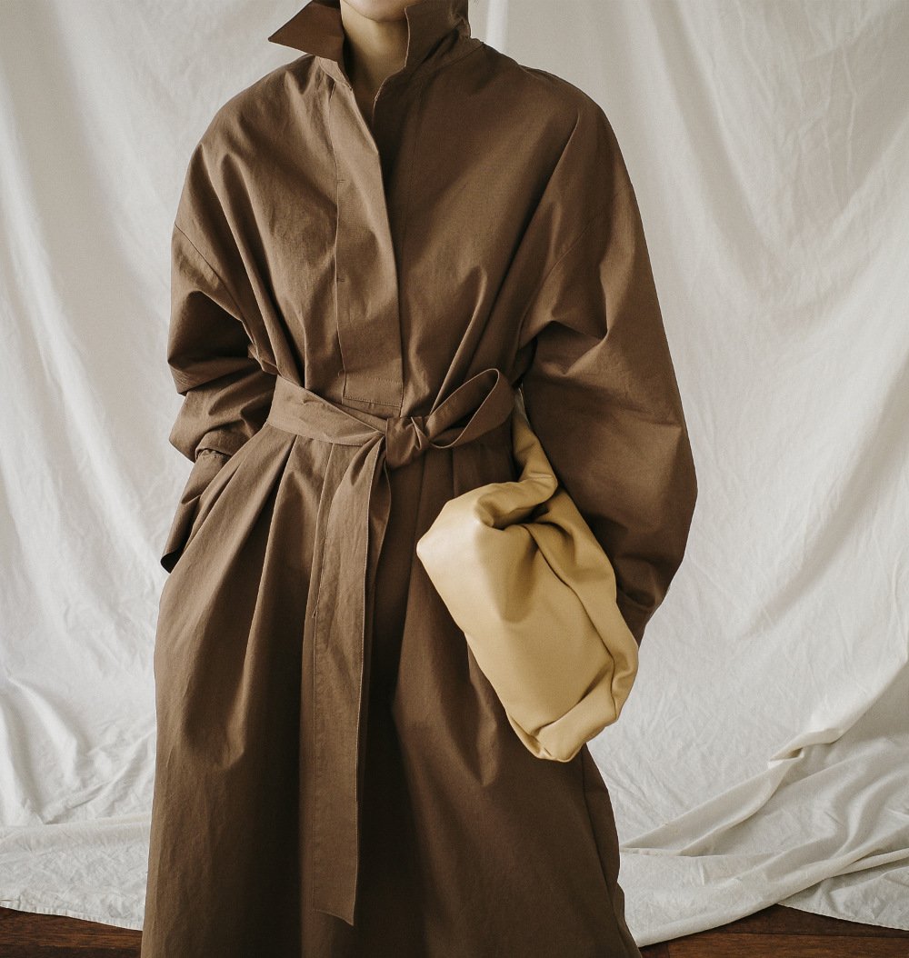 Class Bowknot Long Sleeves Maxi Shirt Dresses-STYLEGOING
