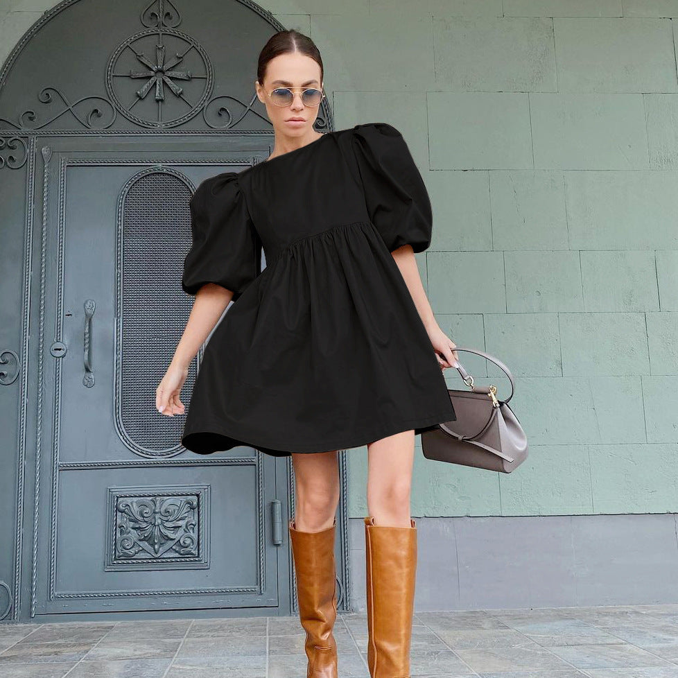 Summer Women Half Sleeves Cotton Mini Dresses