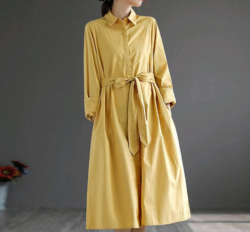 Women Slim Waist Flong Midi Length Fall Overcoat-STYLEGOING