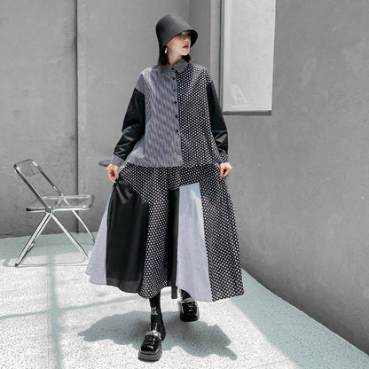 Designed Striped Shirts and Skirts 2Pcs Suit Dresses