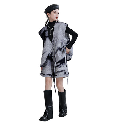 Water Ink Dyed Cotton Winter Vest and Short Pants