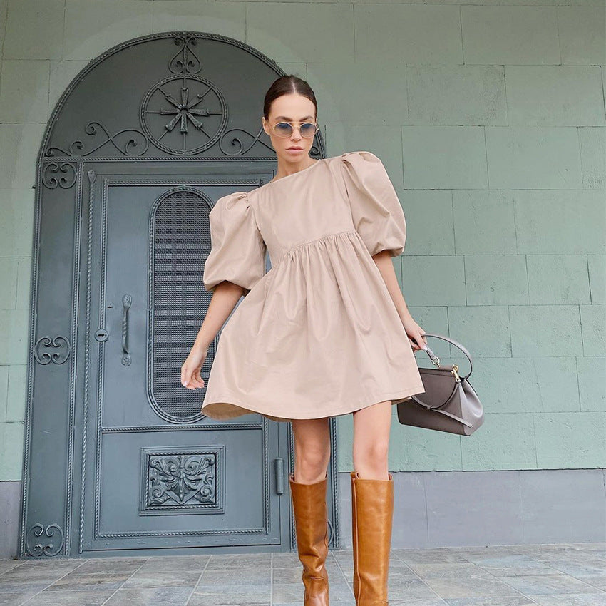 Summer Women Half Sleeves Cotton Mini Dresses