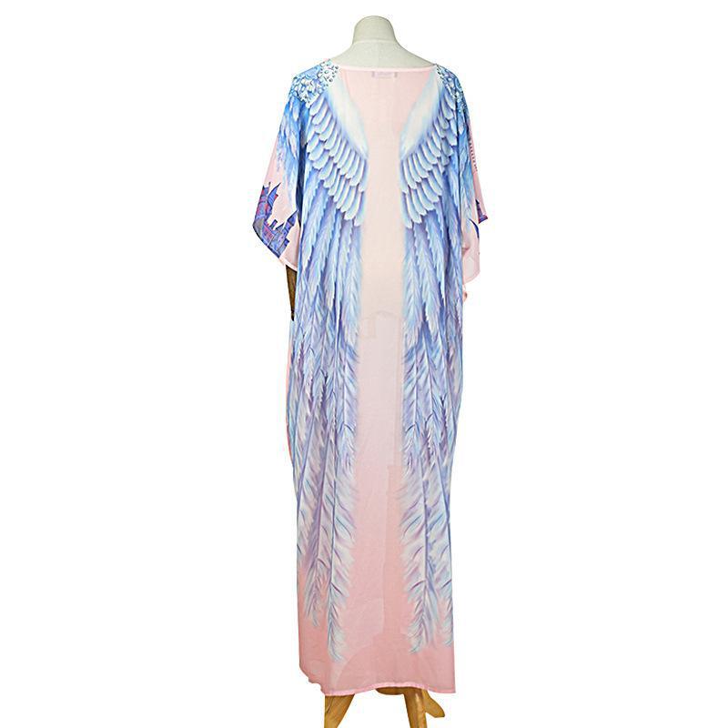Wings Design Chiffon Summer Plus Sizes Beacwear Cover Ups