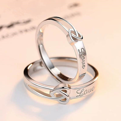 Tie The Knot Love Design Silver Couple Rings