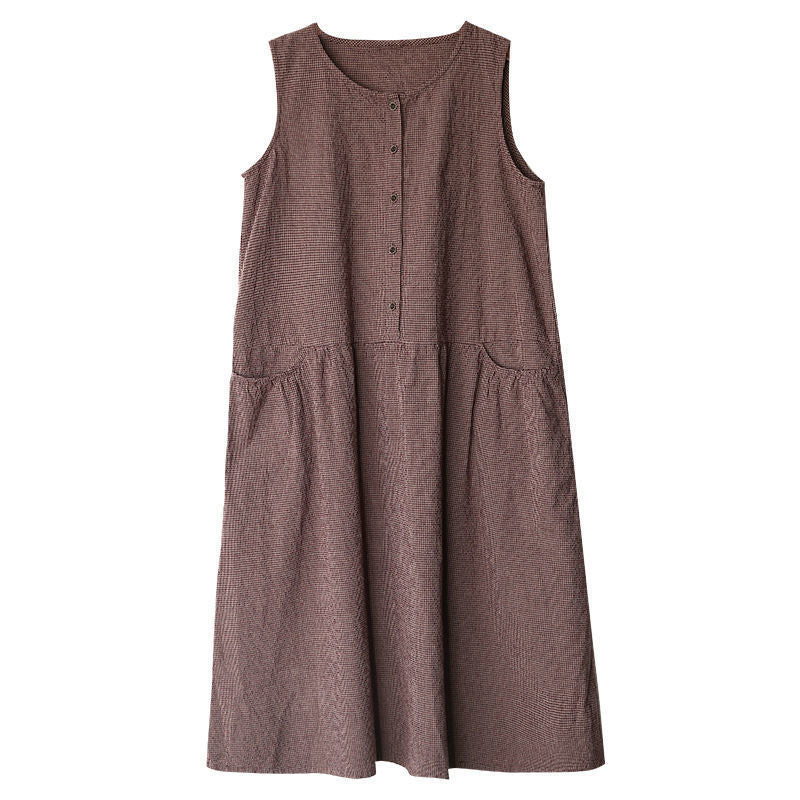 Vintage Sleeveless Linen Summer Midi Dresses