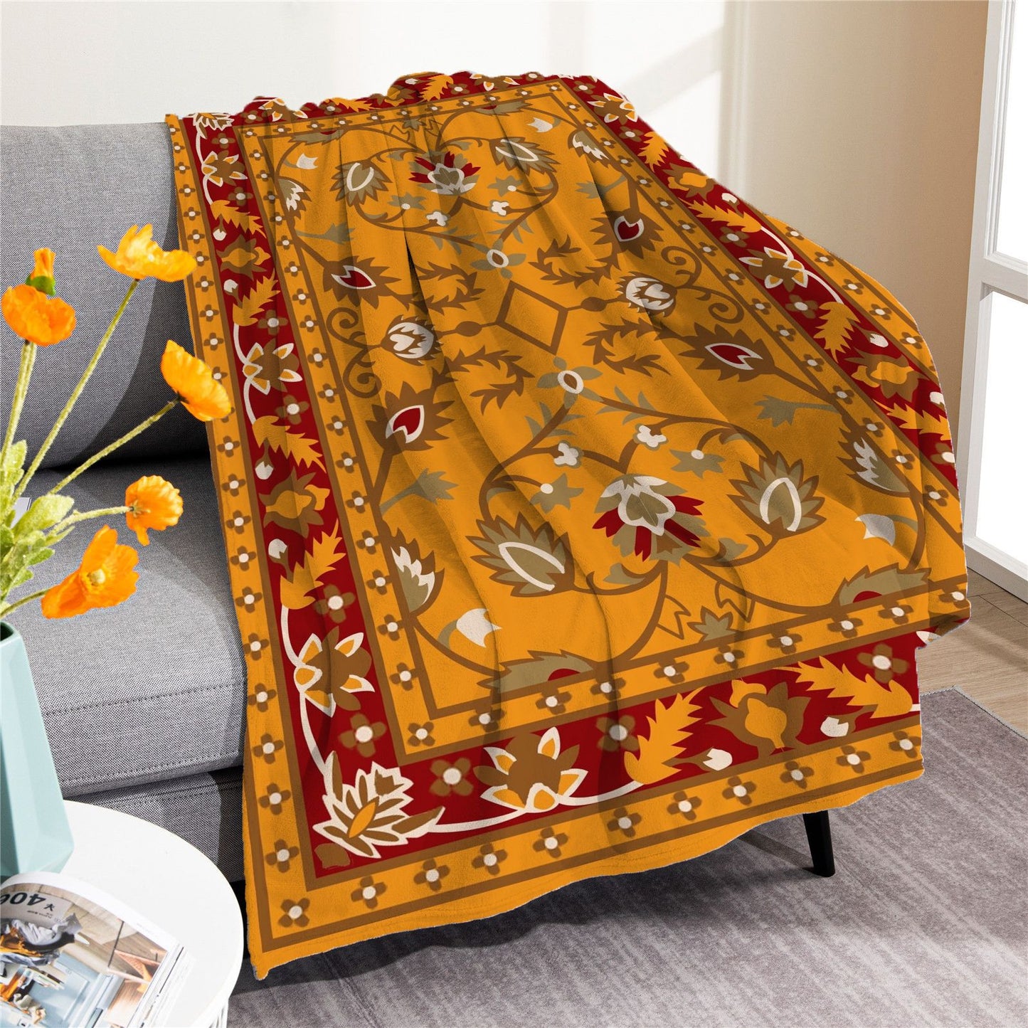 Vintage Boho Fleece Throw Blankets