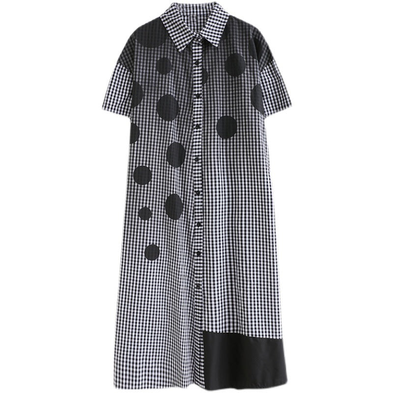 Vintage Dot Print Women Long Shirts Dresses