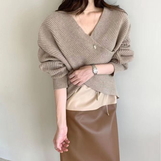 Designed Knitting Crossed Women Knitted Sweaters