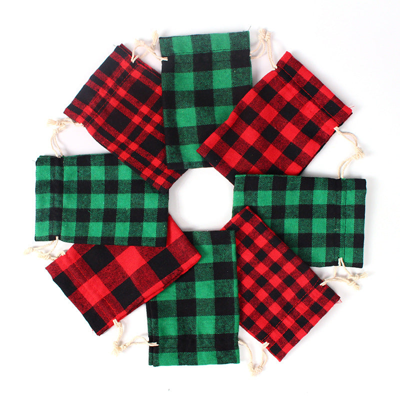 Red&Green Cotton Christmas Gift Bags 50pcs/Set