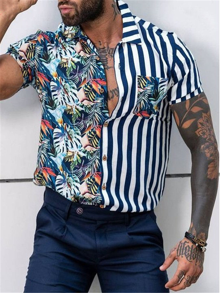 Summer Beach Striped Men's Short Sleeves T Shirts