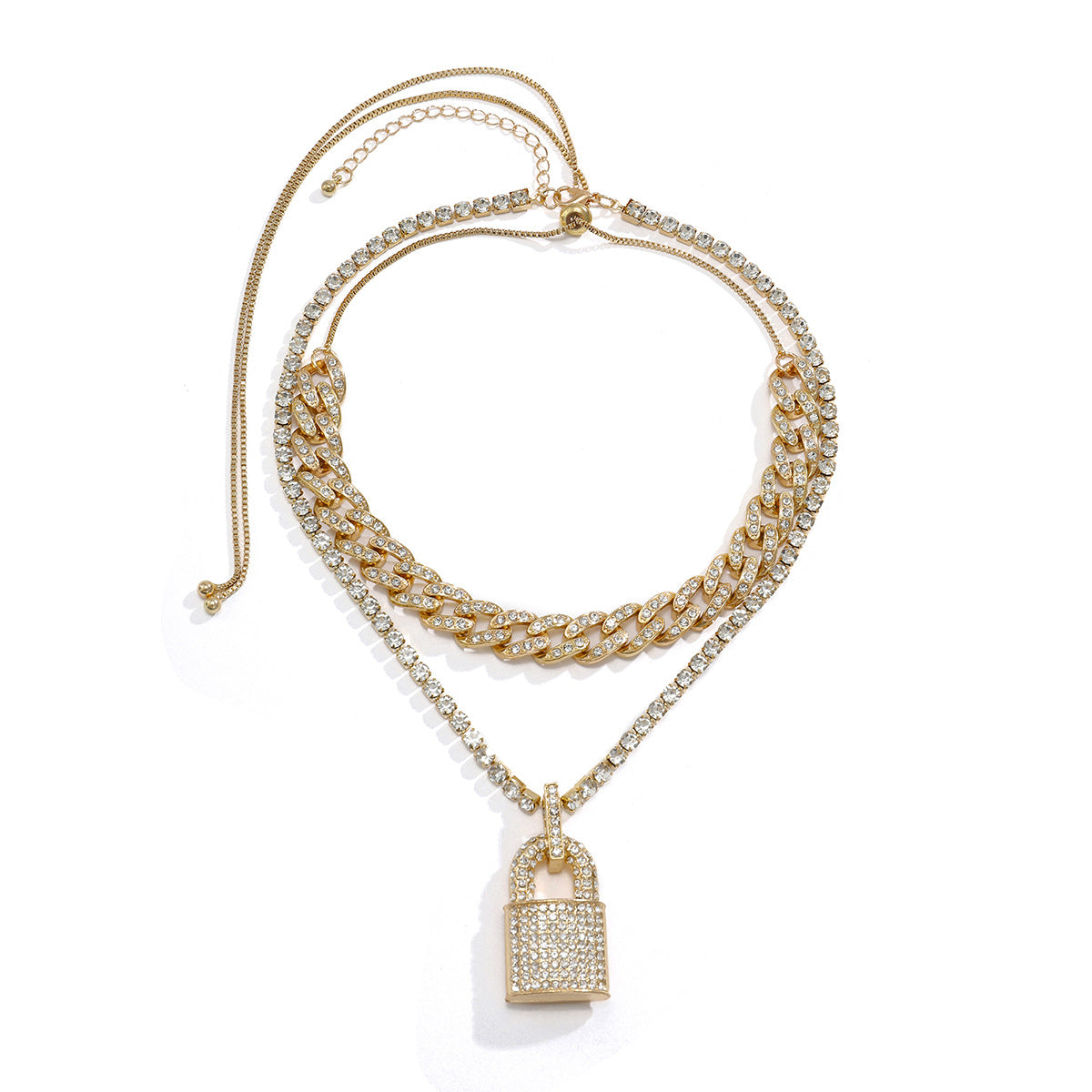 Creative Lock Design Rhinestone Clavicle Necklace for Women