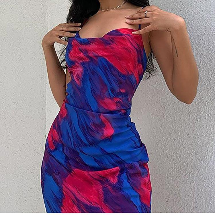 Women Summer Holiday Floral Print Midi Length Dresses-STYLEGOING