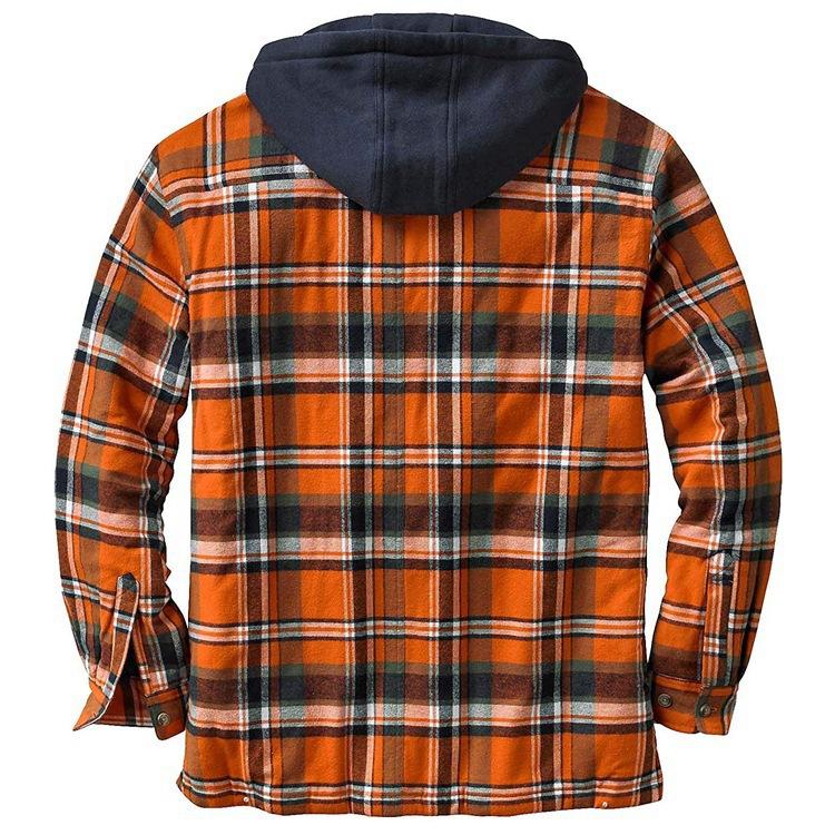 Long Sleeves Plaid Hoodies Winter Overcoat for Men-STYLEGOING