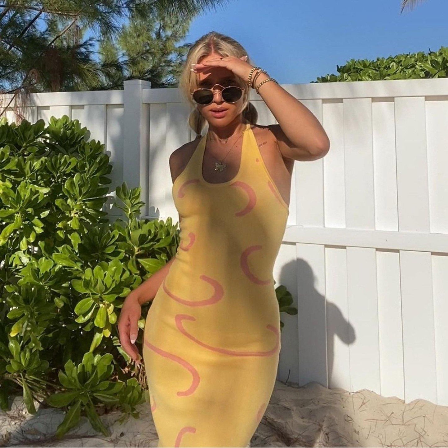 Sexy Knitting Backless Halter Long Dresses-STYLEGOING
