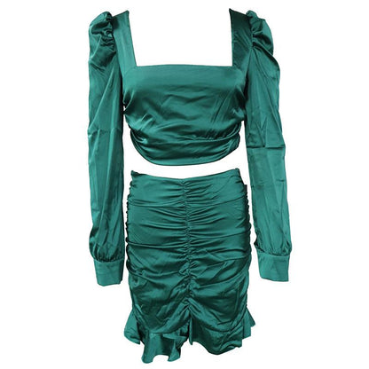 Sexy Women Ruffled High Waist Tops&skirts Two Pieces--Free Shipping at meselling99