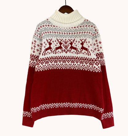 Christmas Elk High Neck His-and-hers Knitting Sweaters