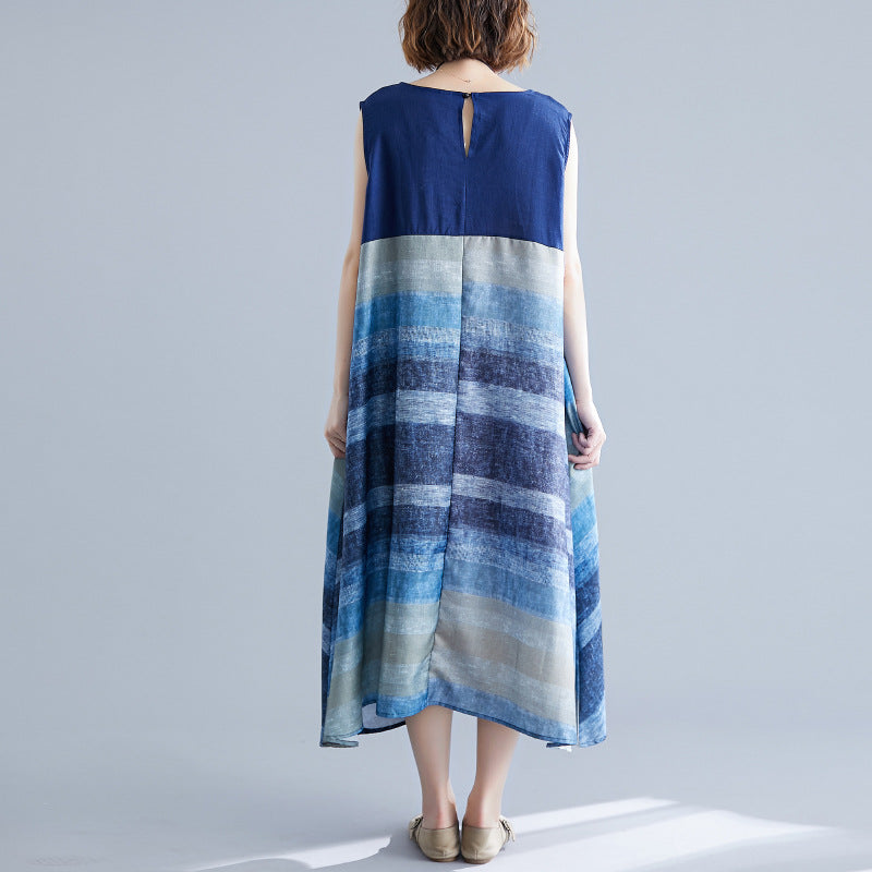 Blue Sleeveless Long Cozy Dresses