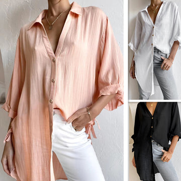 Casual Linen Women Long Shirts